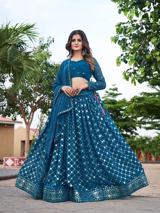 Zivara Glitter & Sequin Georgette Lehenga Set