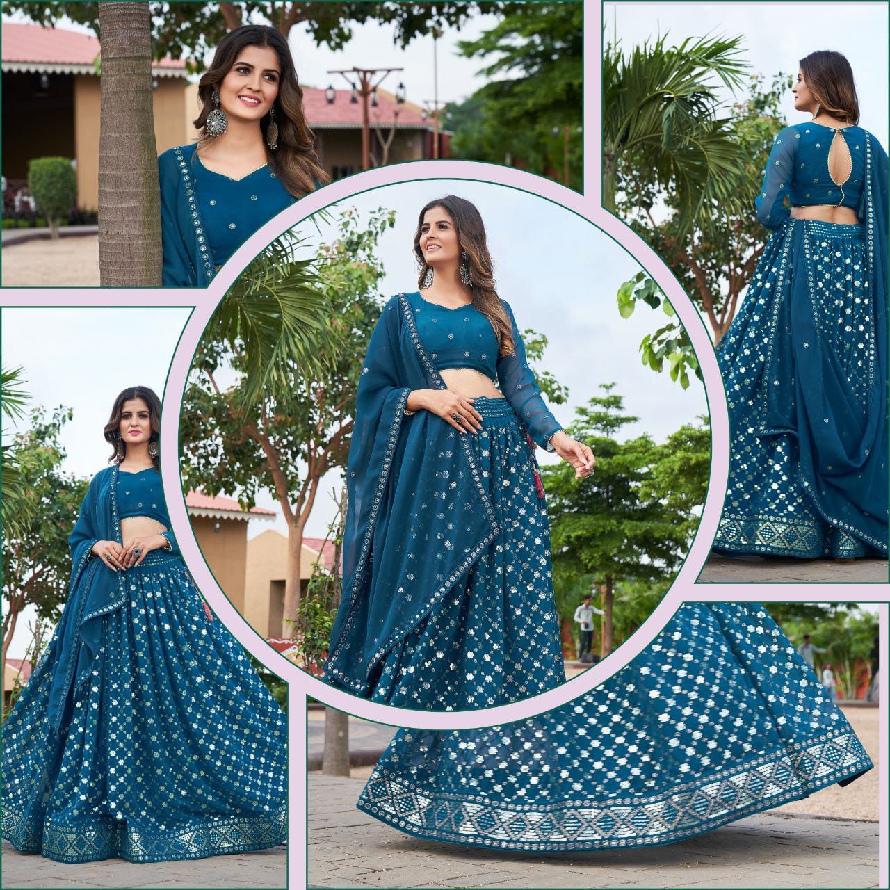 Zivara Glitter & Sequin Georgette Lehenga Set