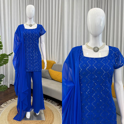 Arwina Faux Georgette Top & Bootcut Pent Set