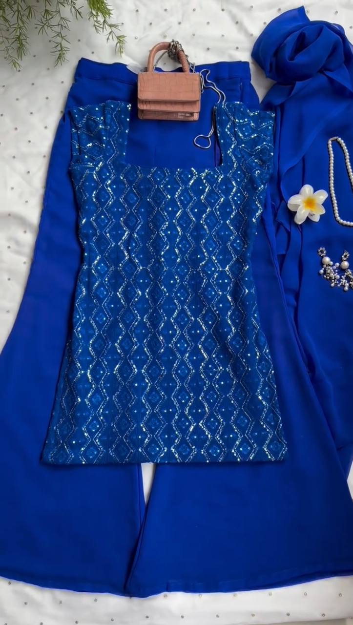 Arwina Faux Georgette Top & Bootcut Pent Set