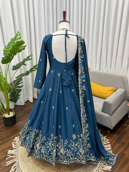 Arwina Natural Crepe Silk Anarkali Gown Set