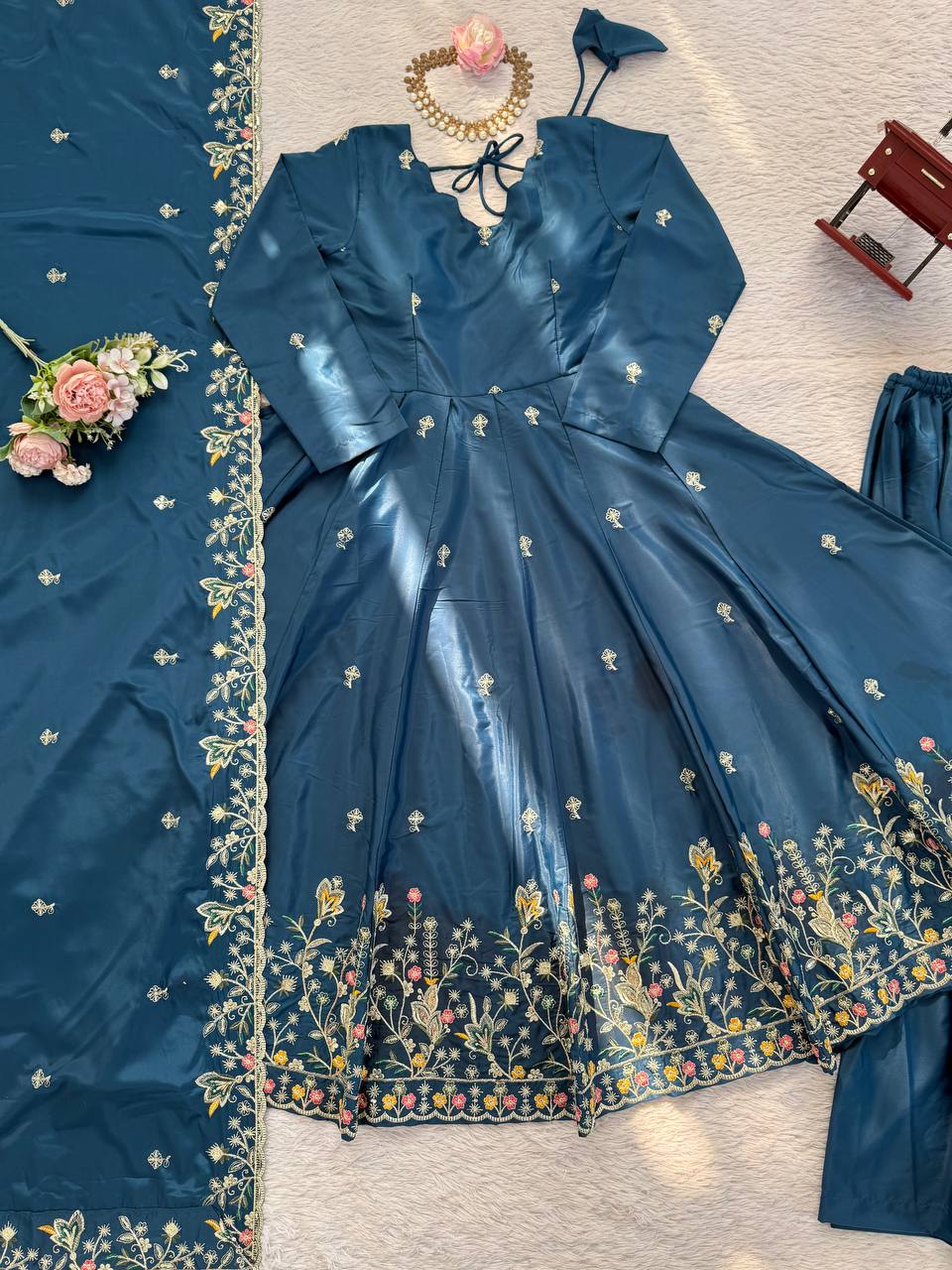 Arwina Natural Crepe Silk Anarkali Gown Set