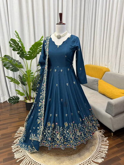 Arwina Natural Crepe Silk Anarkali Gown Set