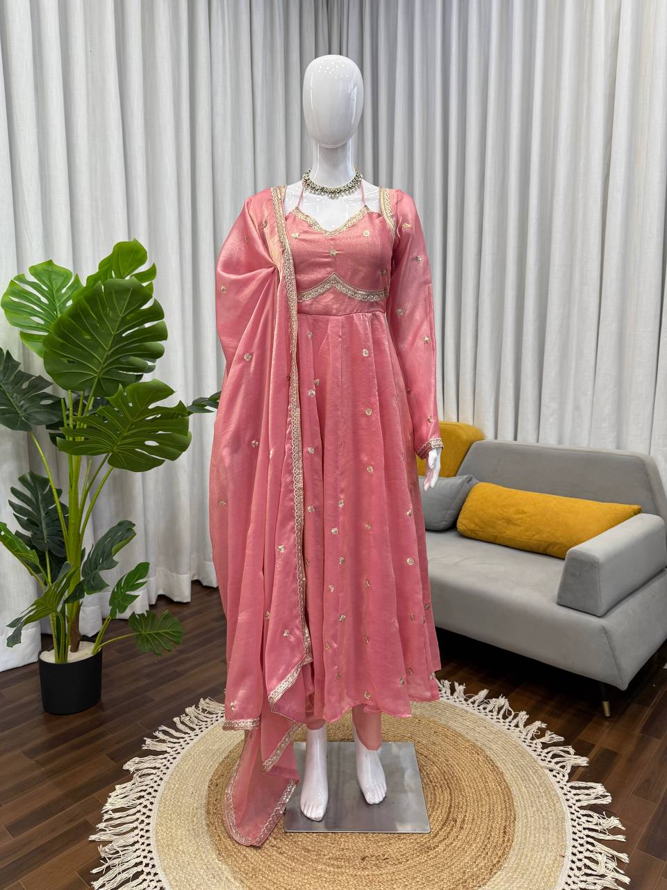 Elara Fendy Silk Anarkali Set
