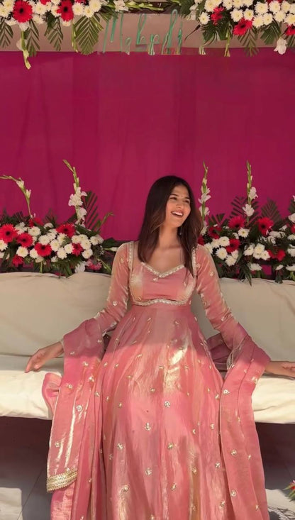 Elara Fendy Silk Anarkali Set