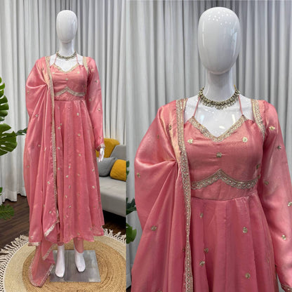 Elara Fendy Silk Anarkali Set