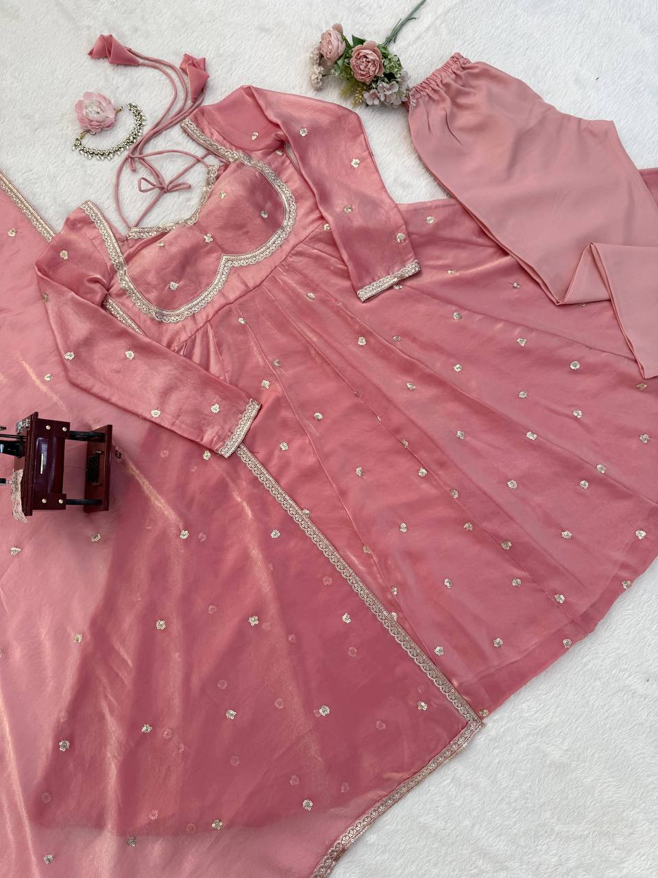 Elara Fendy Silk Anarkali Set