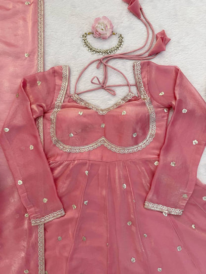 Elara Fendy Silk Anarkali Set