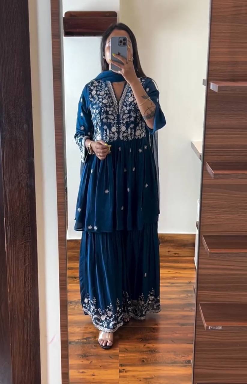 Elegant Pure Chinon Kurti Set