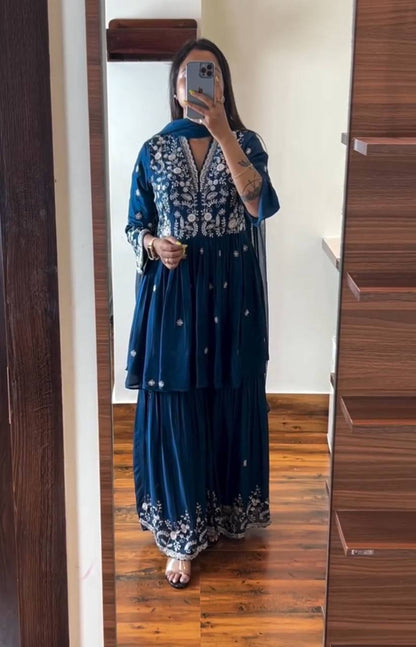 Elegant Pure Chinon Kurti Set