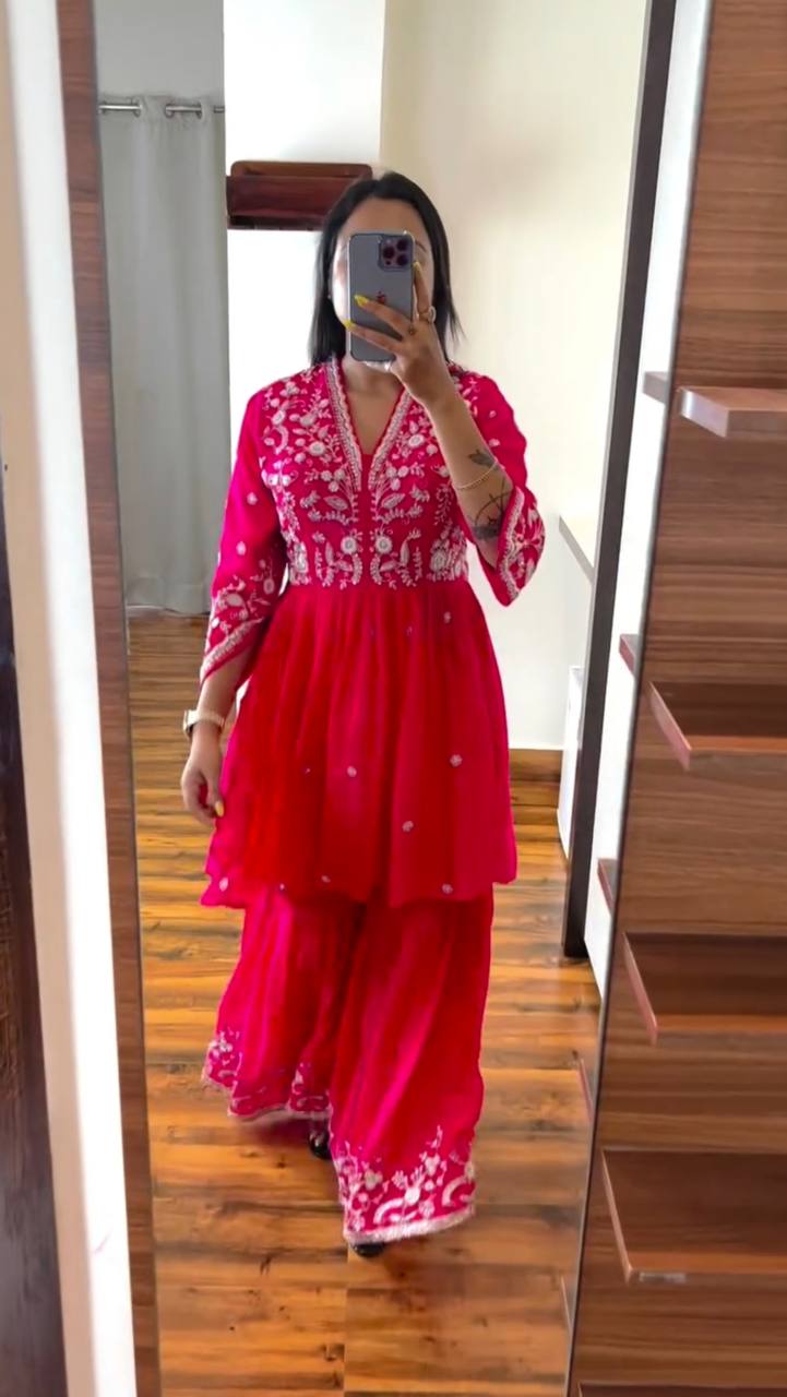 Elegant Pure Chinon Kurti Set