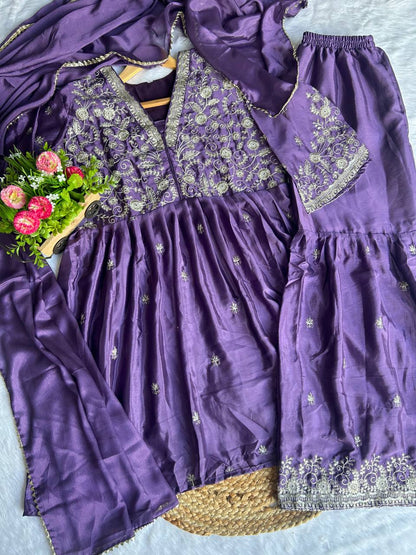 Elegant Pure Chinon Kurti Set