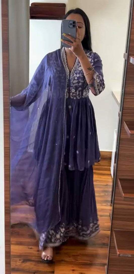 Elegant Pure Chinon Kurti Set