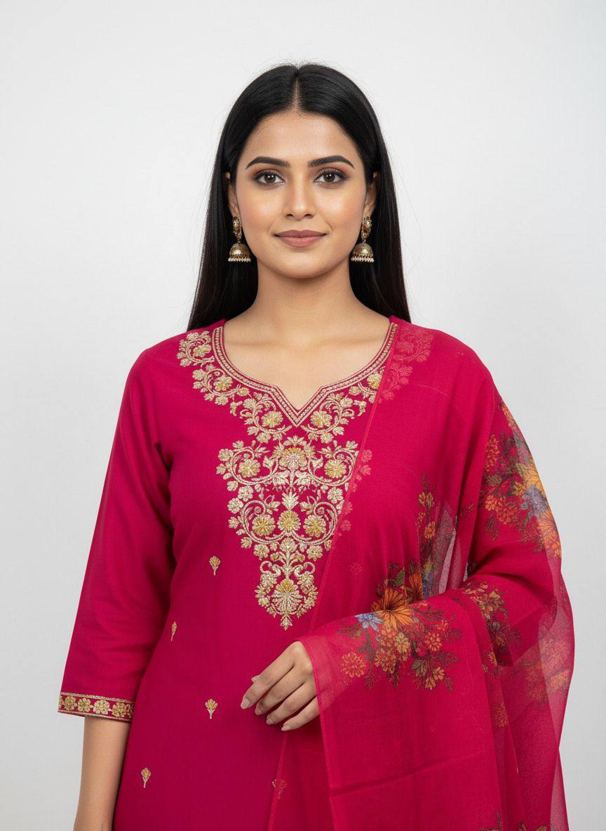 Straight Cut 3 Pcs Suit Set