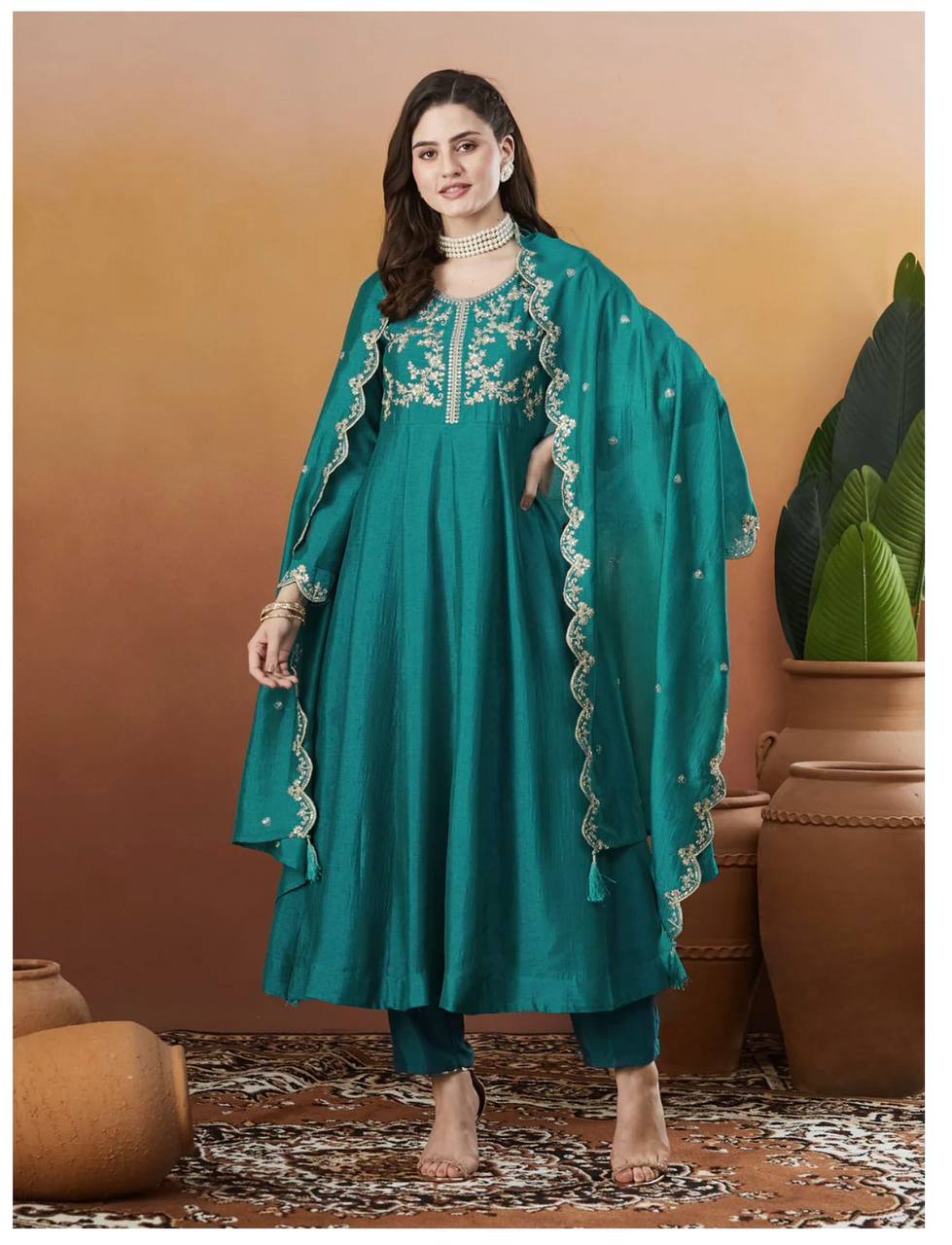 Cording Heavy Full Work Anarkali Suit Set