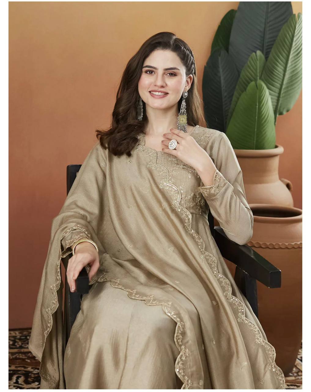 Cording Heavy Full Work Anarkali Suit Set