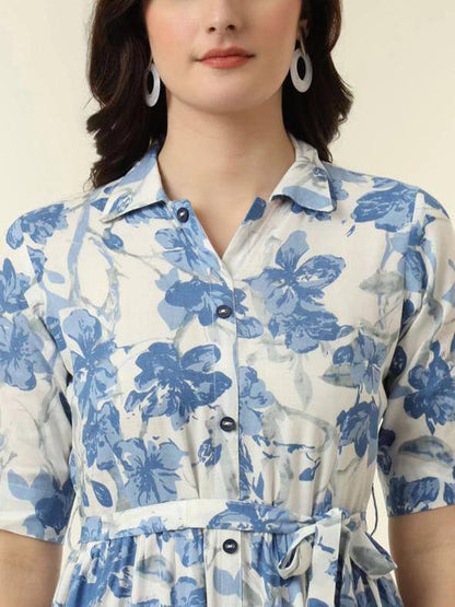 New Launching Western Kurti with Belt Sky Blue