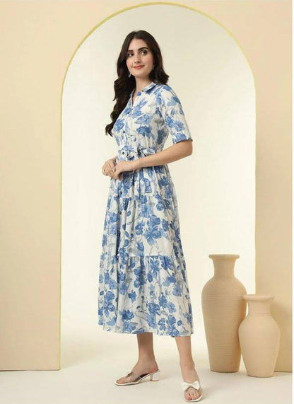 New Launching Western Kurti with Belt Sky Blue