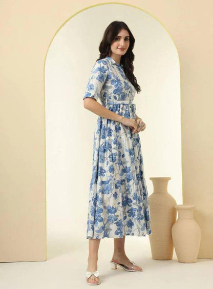 New Launching Western Kurti with Belt Sky Blue