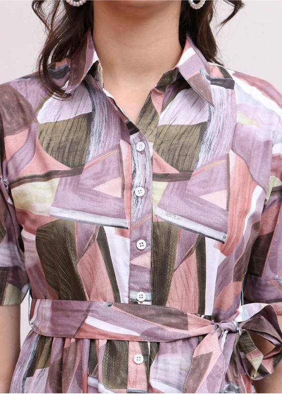 New Launching Western Kurti with Belt Purple Multi color