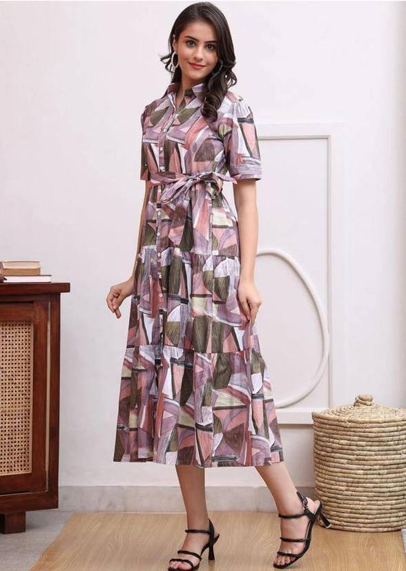 New Launching Western Kurti with Belt Purple Multi color