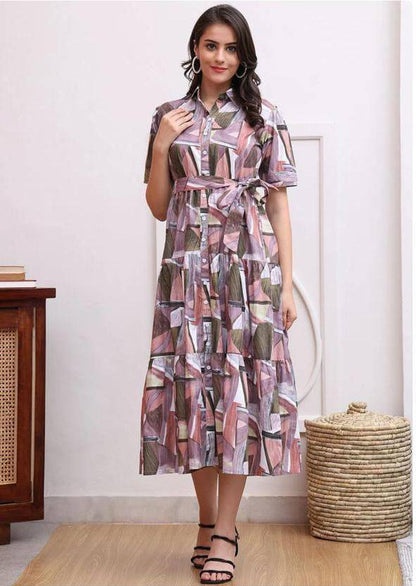 New Launching Western Kurti with Belt Purple Multi color