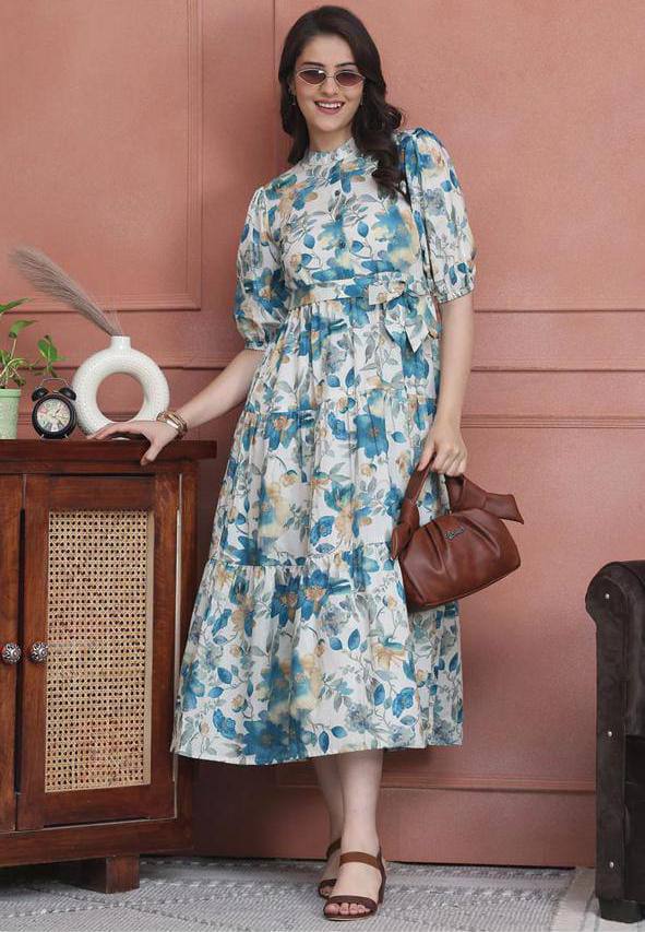 New Launching Western Kurti with Belt Blue Color