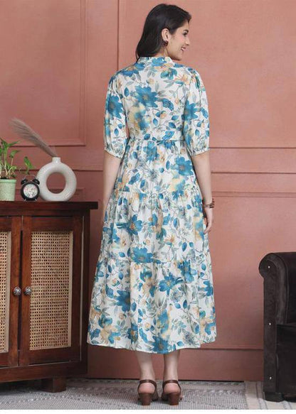 New Launching Western Kurti with Belt Blue Color