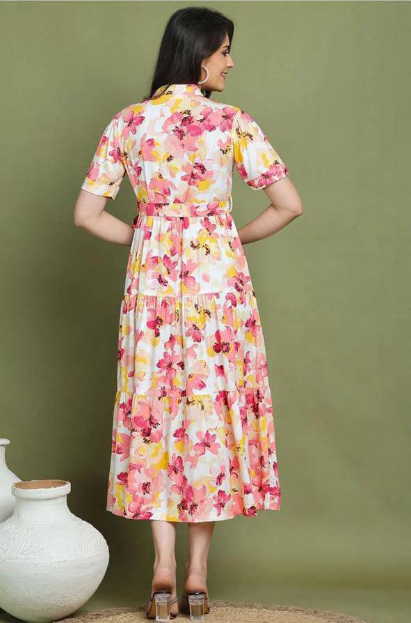 New Launching Western Kurti with Belt Flower Print