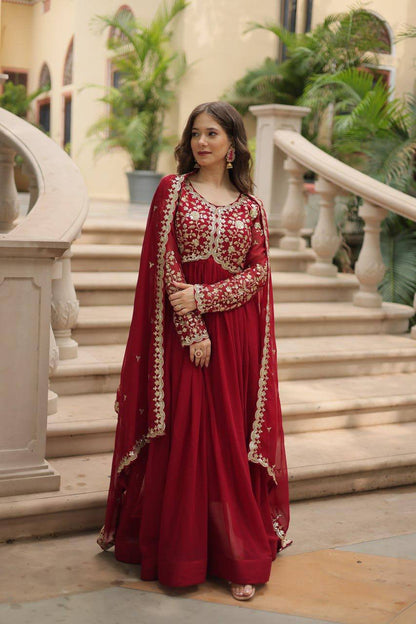 Designer Embroidered Gown with Dupatta