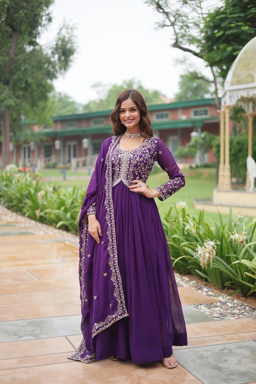 Designer Embroidered Gown with Dupatta