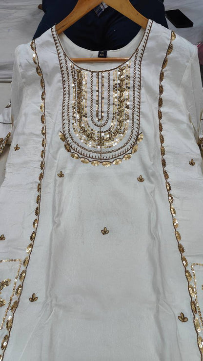 Elegant Art Silk Embroidered Suit Set