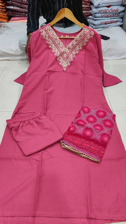 Women’s Rayon Embroidered Kurta Set – Gajri