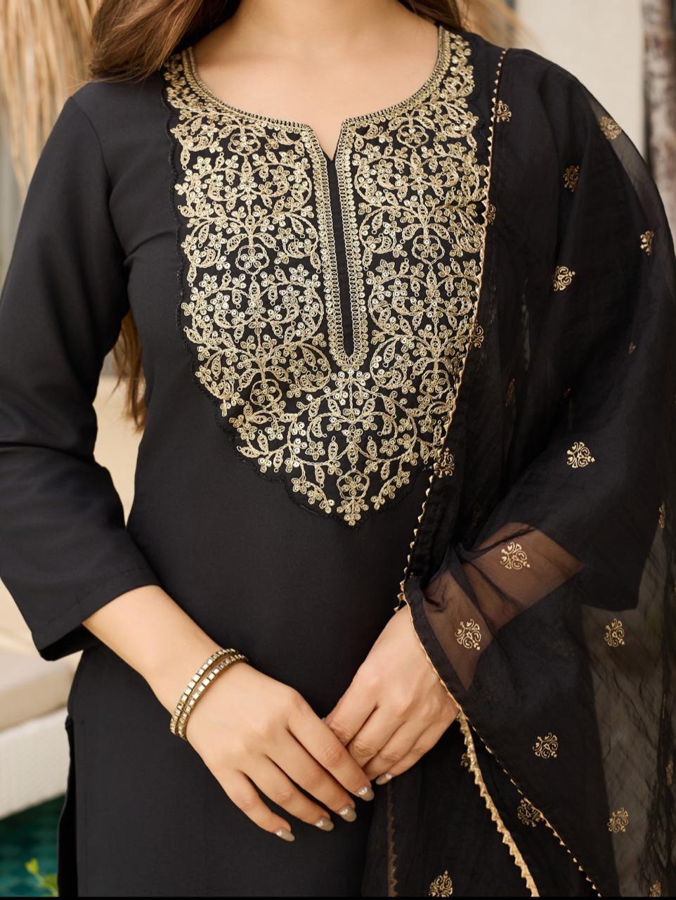 Black Gold – Viscose Embroidered Kurta Set