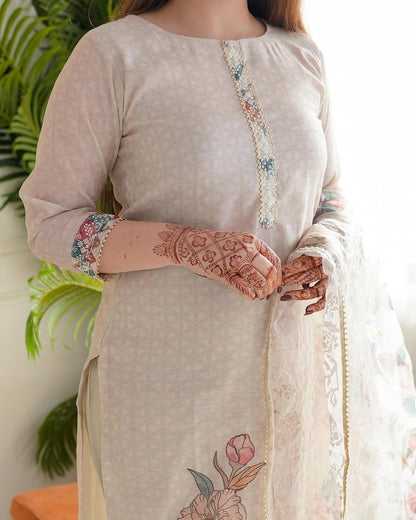 Lilan Printed Suit Set in Light Pink