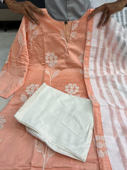 Baby Pink Embroidered Kurti Set