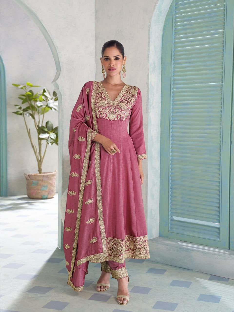 Premium Silk Suit Set with Heavy Sequence Coding Embroidery
