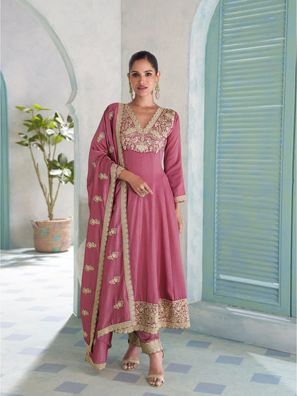 Premium Silk Suit Set with Heavy Sequence Coding Embroidery