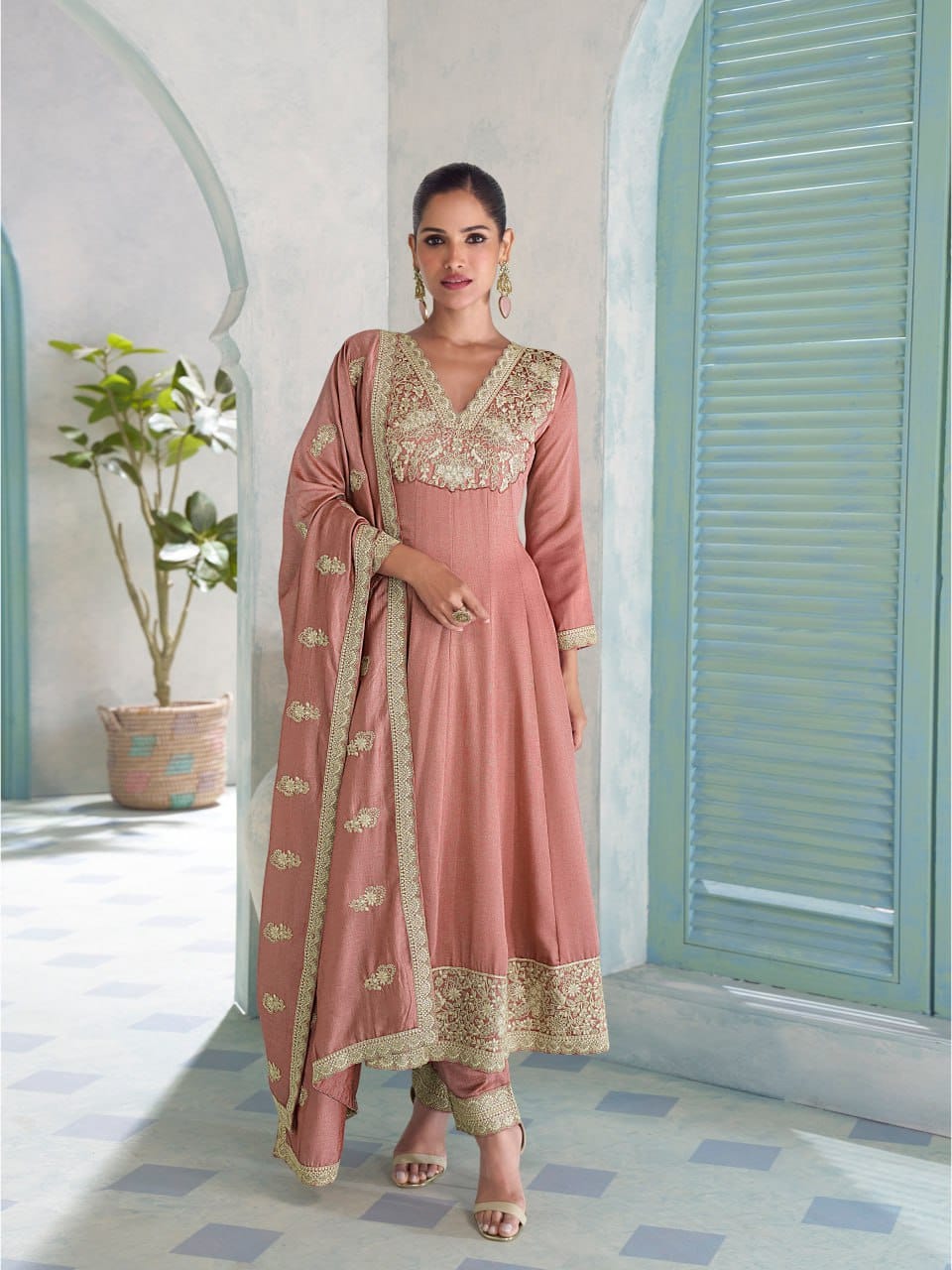 Premium Silk Suit Set with Heavy Sequence Coding Embroidery
