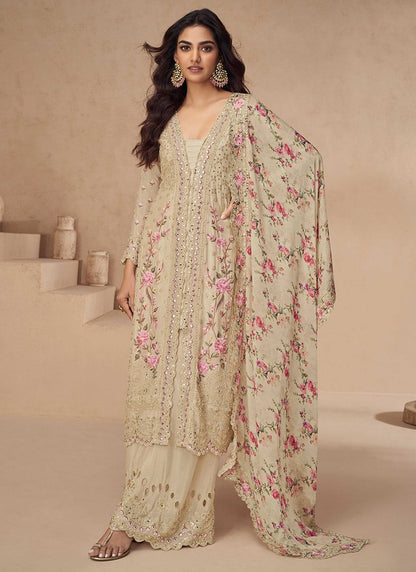 Airtex Chinon Silk Suit Set with Mirror & Sequence Work