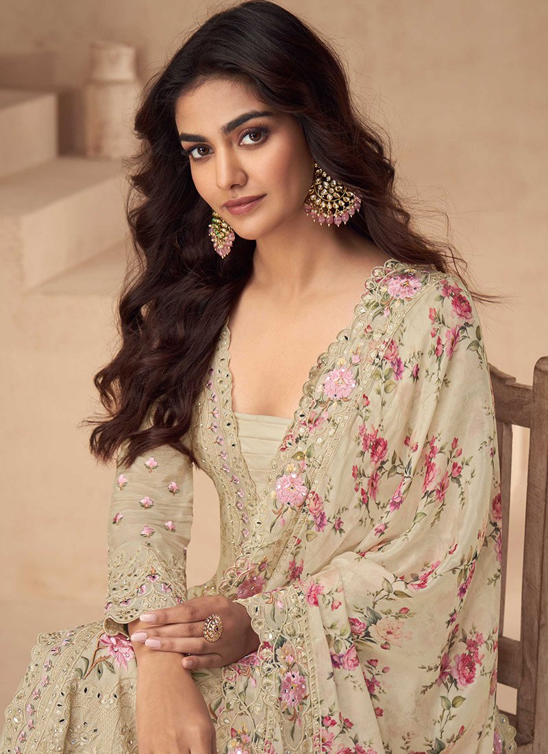 Airtex Chinon Silk Suit Set with Mirror & Sequence Work