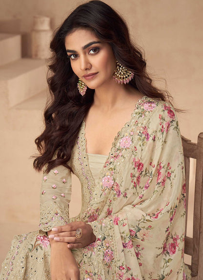 Airtex Chinon Silk Suit Set with Mirror & Sequence Work
