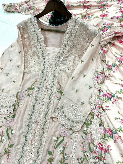 Airtex Chinon Silk Suit Set with Mirror & Sequence Work