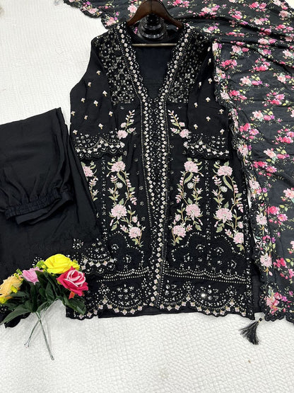 Airtex Chinon Silk Suit Set with Mirror & Sequence Work