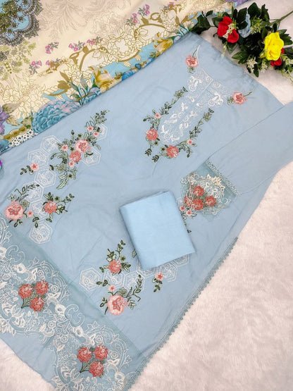 Cotton Suit Set with Sequence Embroidery & Digital Print Dupatta