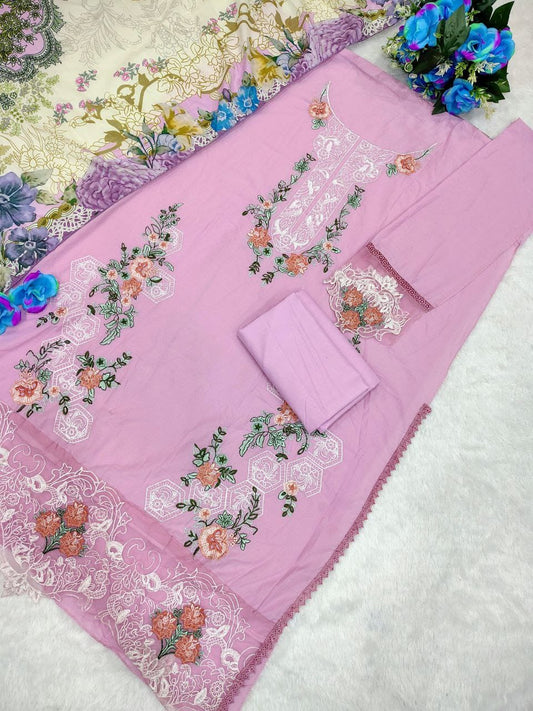 Cotton Suit Set with Sequence Embroidery & Digital Print Dupatta