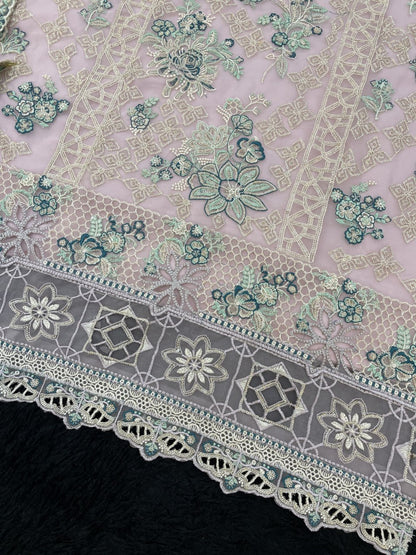 Organza Silk Suit Set with Sequence Embroidery