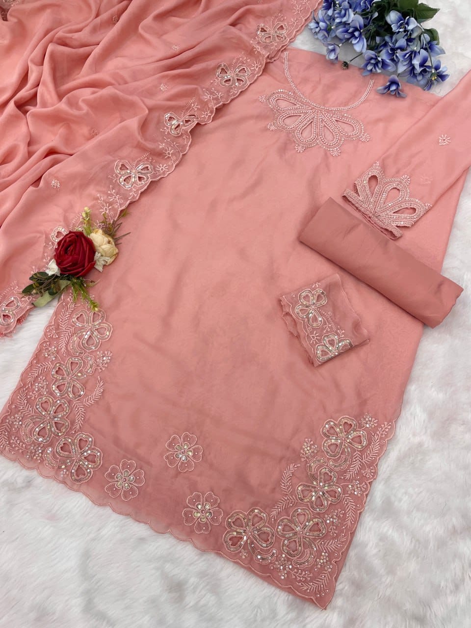 Jimmy Choo Suit Set with Sequence & Moti Work