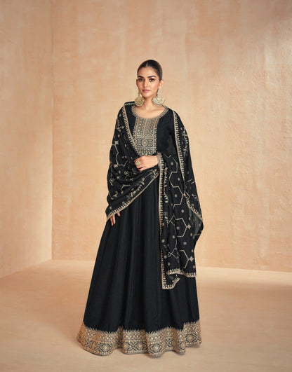 Premium Silk Gown with Zari & Sequence Embroidery