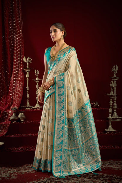 Fancy Modal Saree with Banarasi Zari & Zhallar